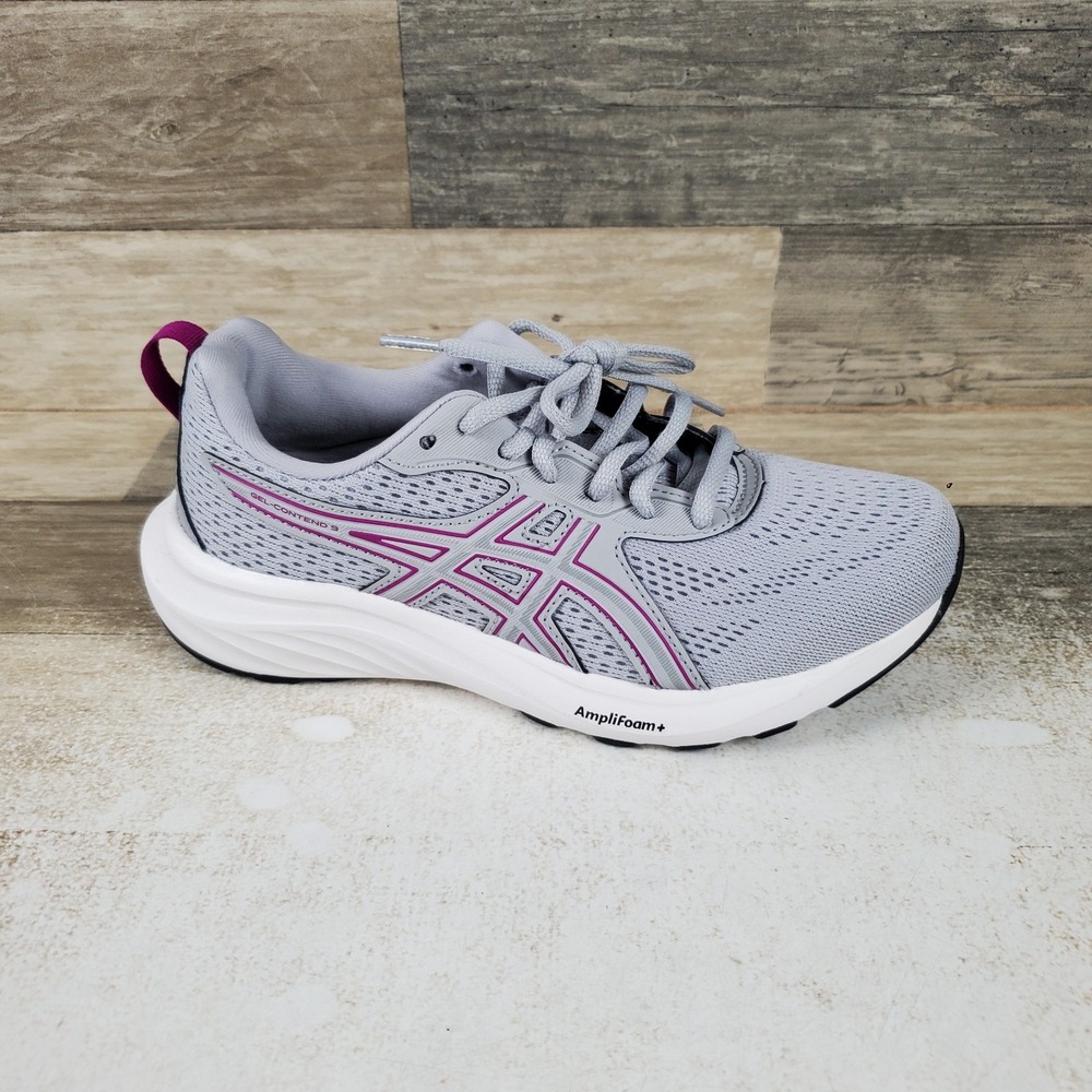 Asics Gel-Contend 9 Womens Shoes Size 5 Wide Running Light Gray White Sneakers